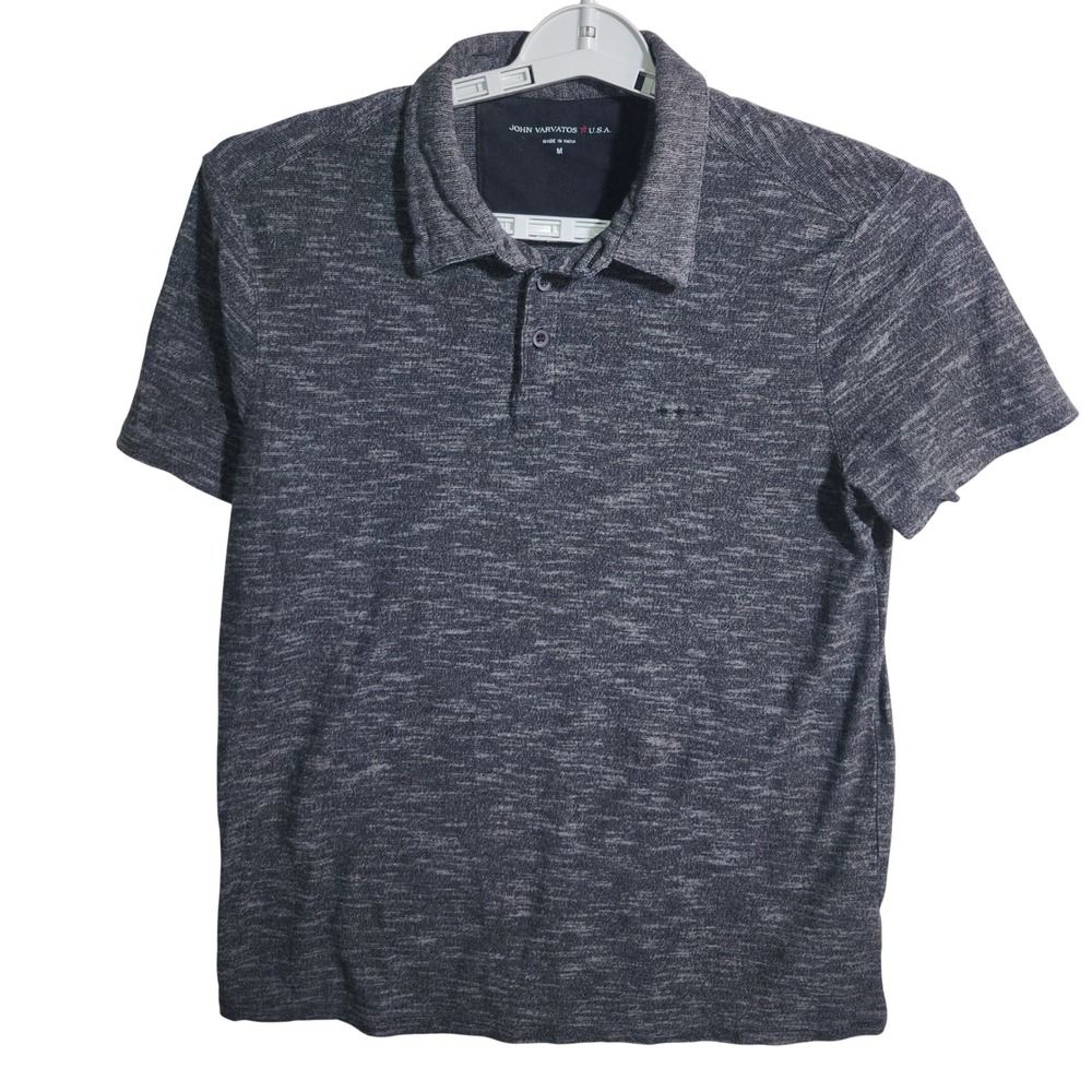 John Varvatos USA Mens Space Dye Polo‎ Shirt Gray Cotton S901M1B Medium